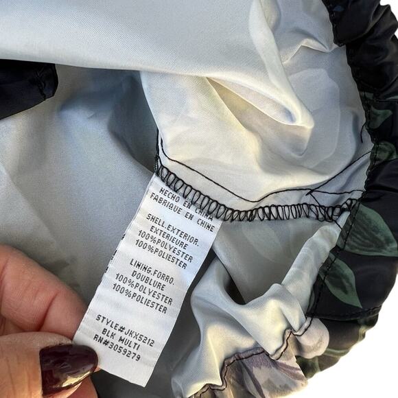 THREAD + SUPPLY women’s size small windbreaker jacket, with hood, black floral. - Picture 10 of 12